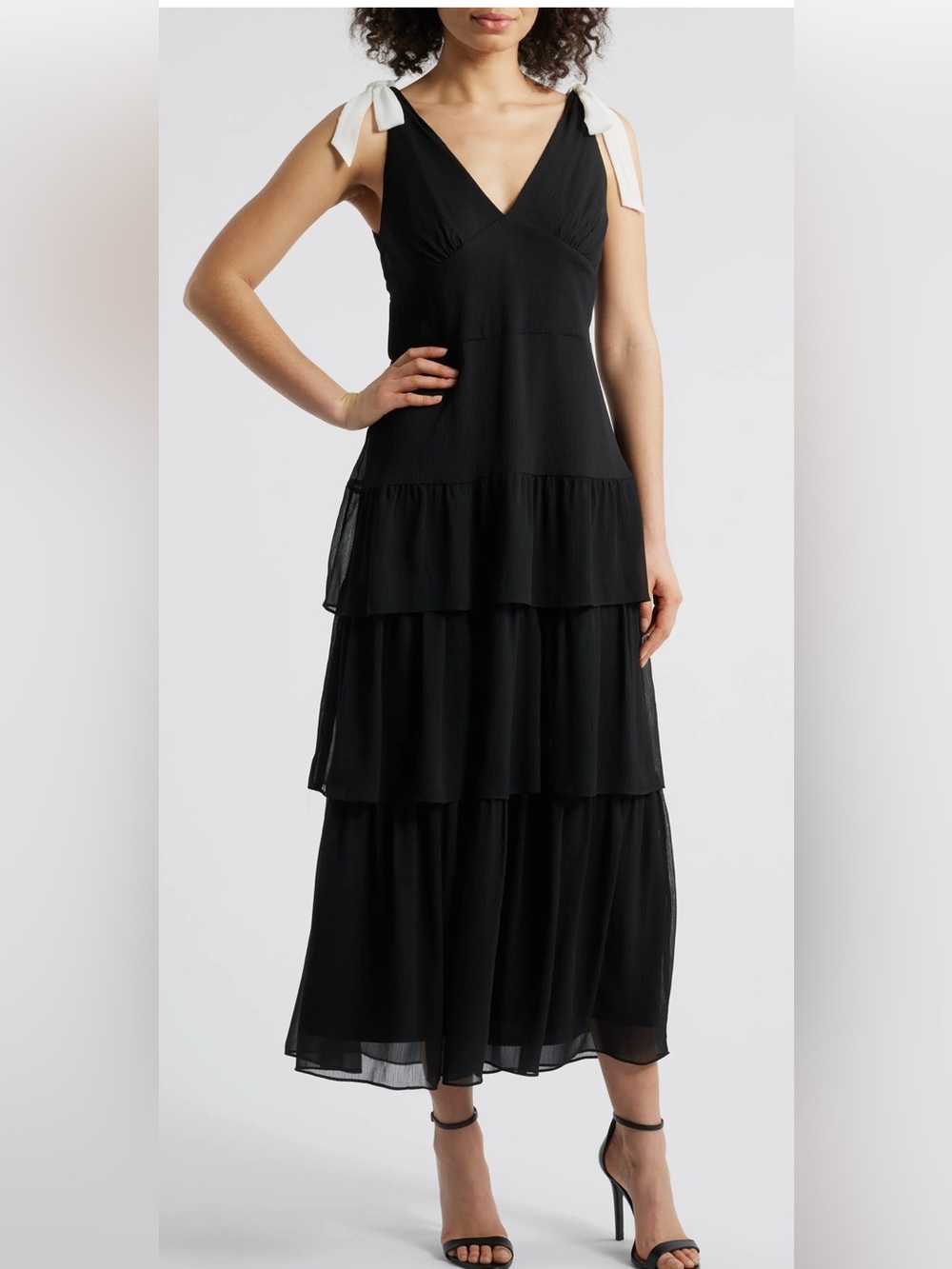 julia jordan Black Maxi Dress with Ivory Tie Straps